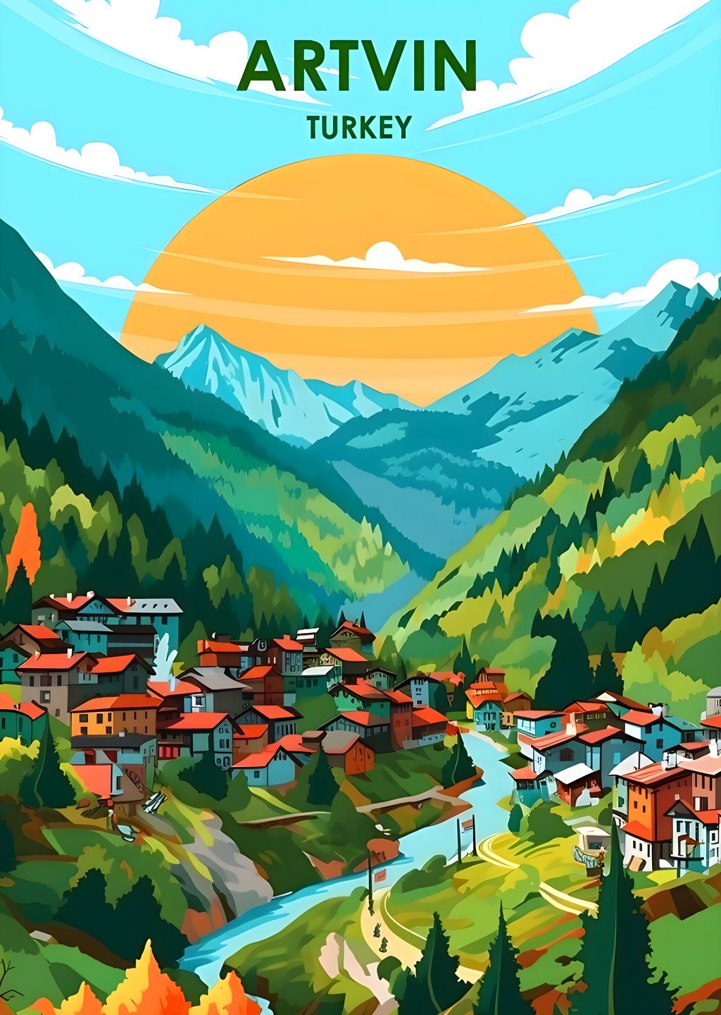 Artvin Turkey: Dağlar ve Evler