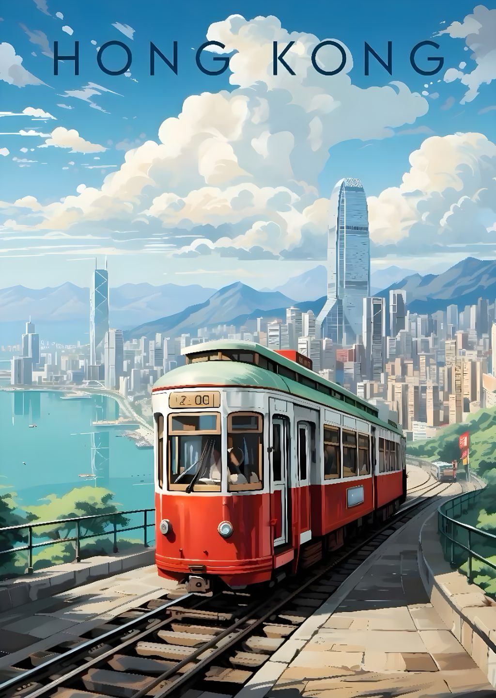 Hong Kong Treni ve Şehir Manzarası