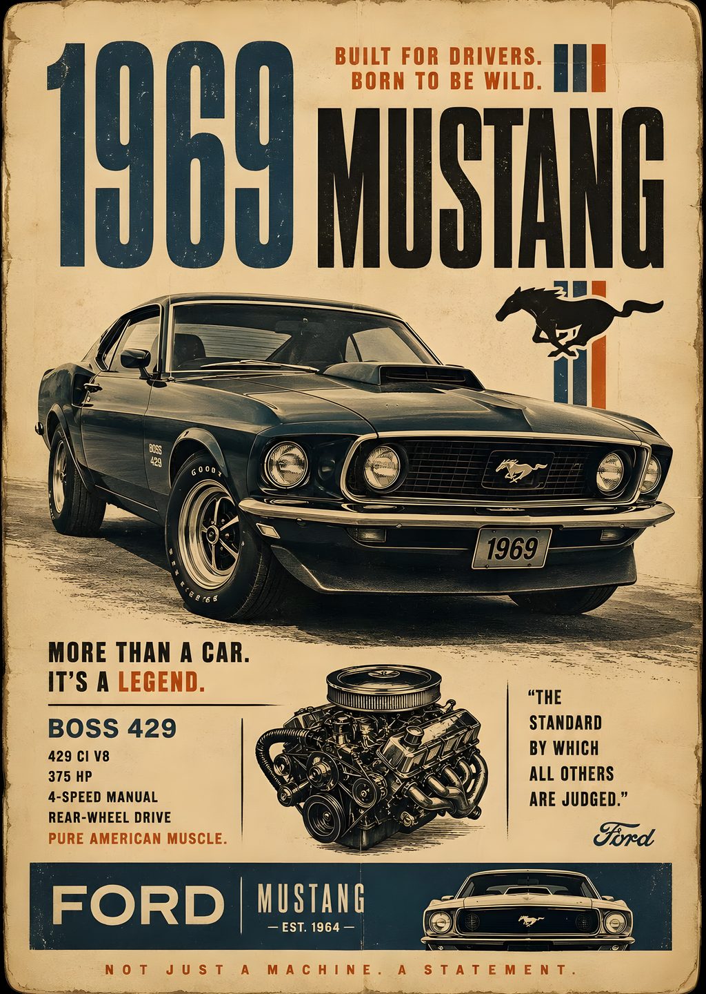 1969 Mustang Vintage Poster