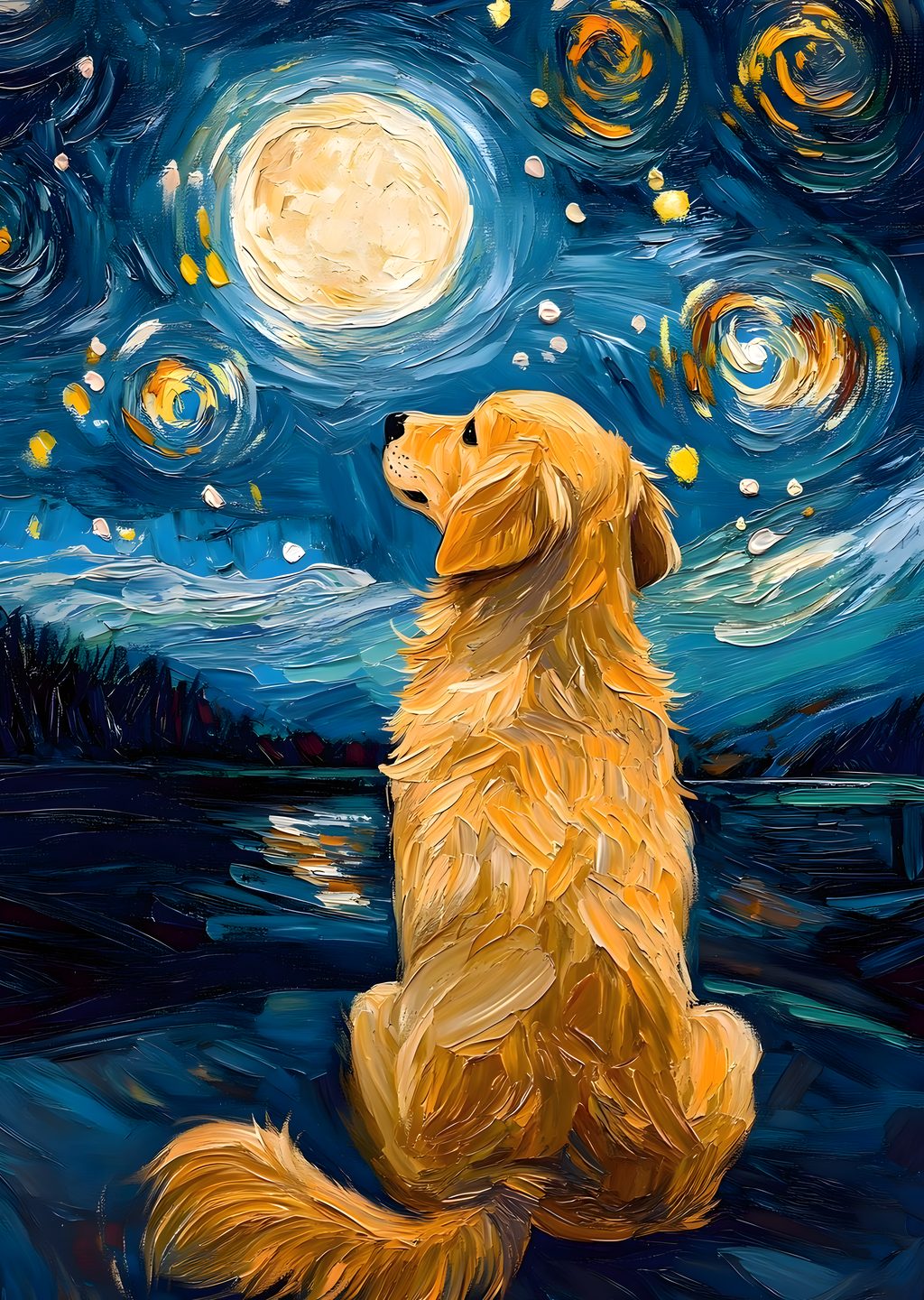 Van Gogh Esintili Golden Retriever