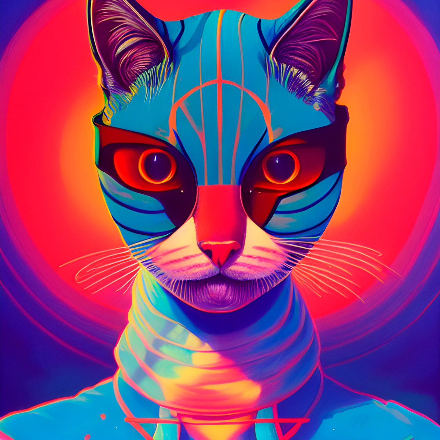 Soyut Sanat: Renkli Kedi Portresi