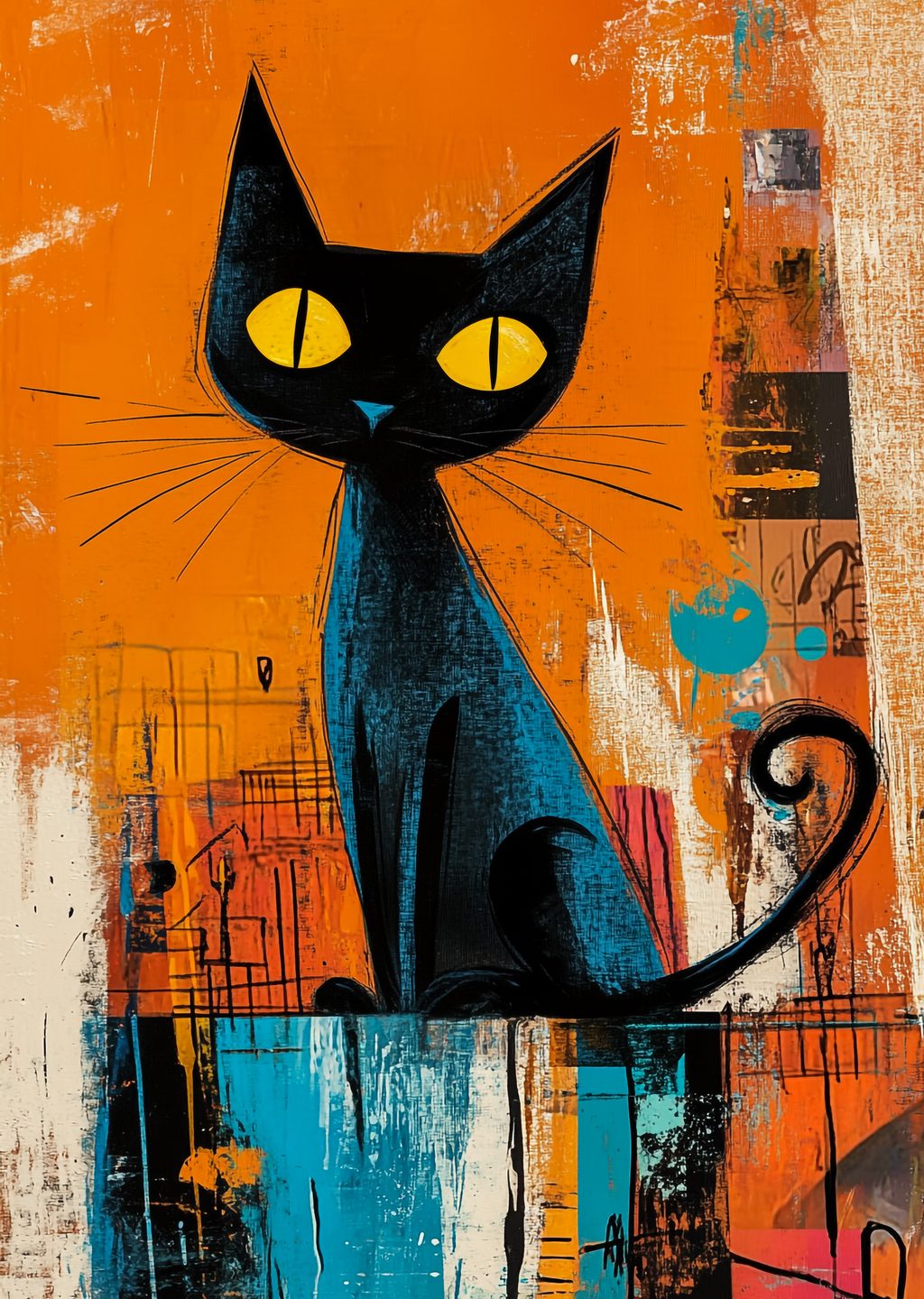 Soyut Sanat: Siyah Kedi İllüstrasyonu
