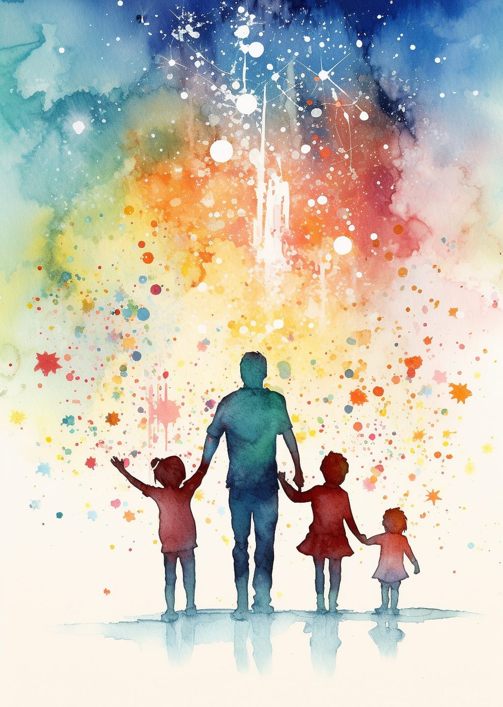 Aile ve Sevgi: Su Renkleriyle Yansıtılan Bir An