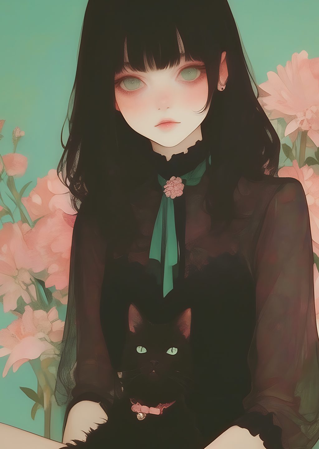 Anime Kız ve Kara Kedi