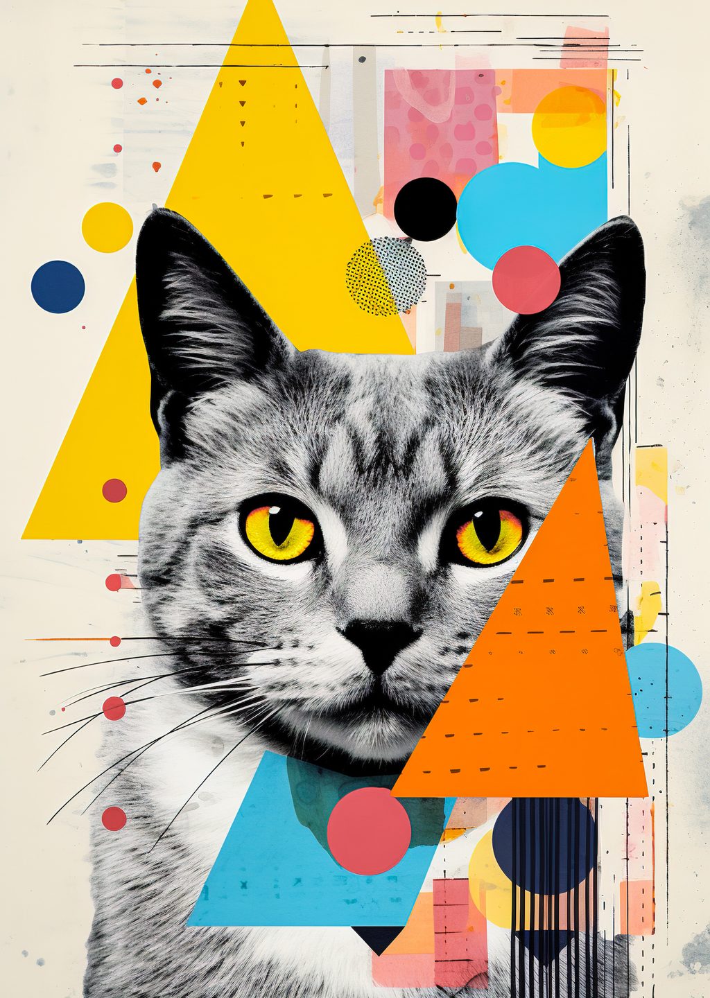 Geometrik Soyut Sanat: Kedi Portresi