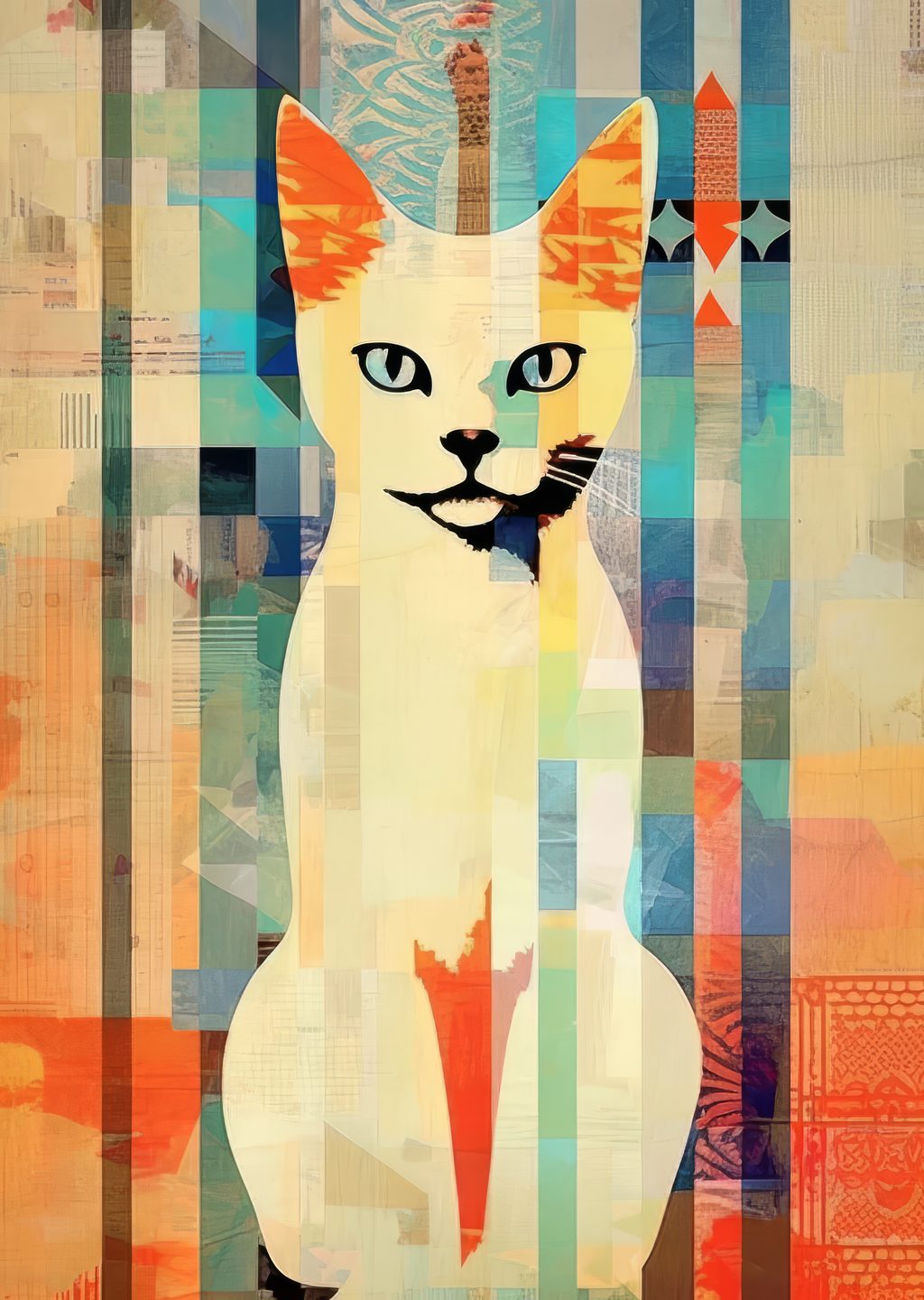 Soyut Sanat: Renkli Kedi İllüstrasyonu