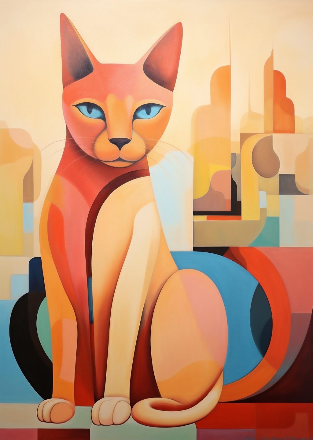 Soyut Sanat: Renkli Kedi Portresi