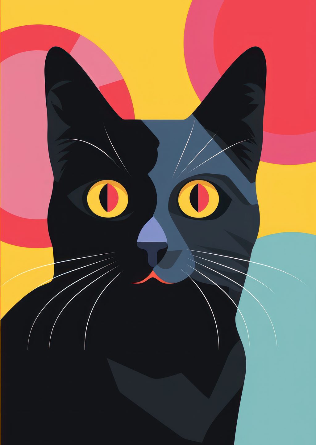 Siyah Kedi: Renkli Soyut Sanat Eseri