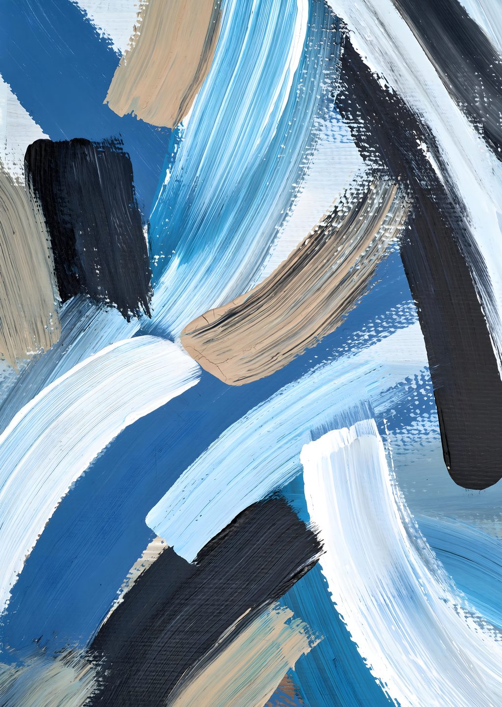 Abstract Brush Strokes in Blue and Black