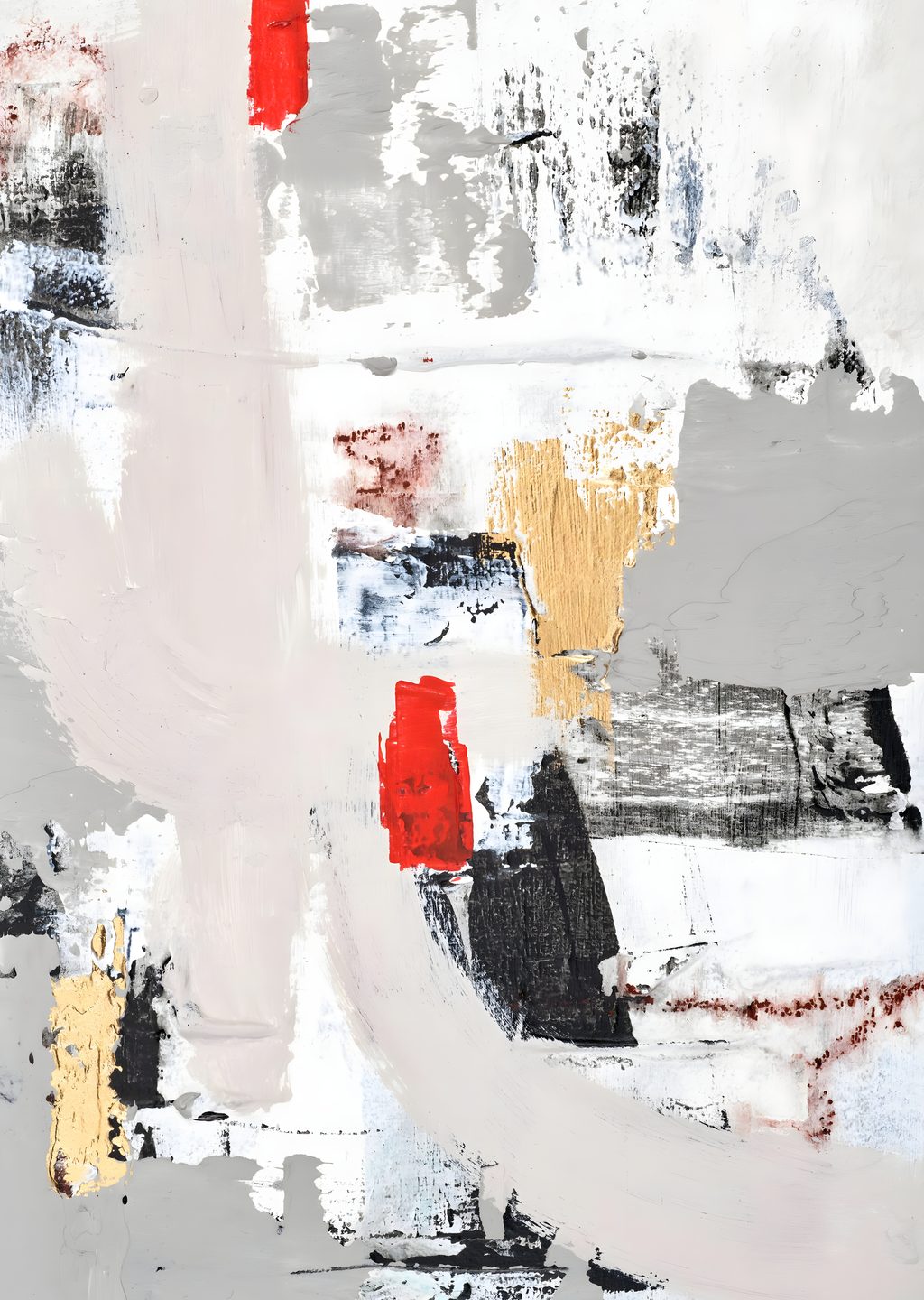 Abstract Gri Kırmızı Sarı Sanat