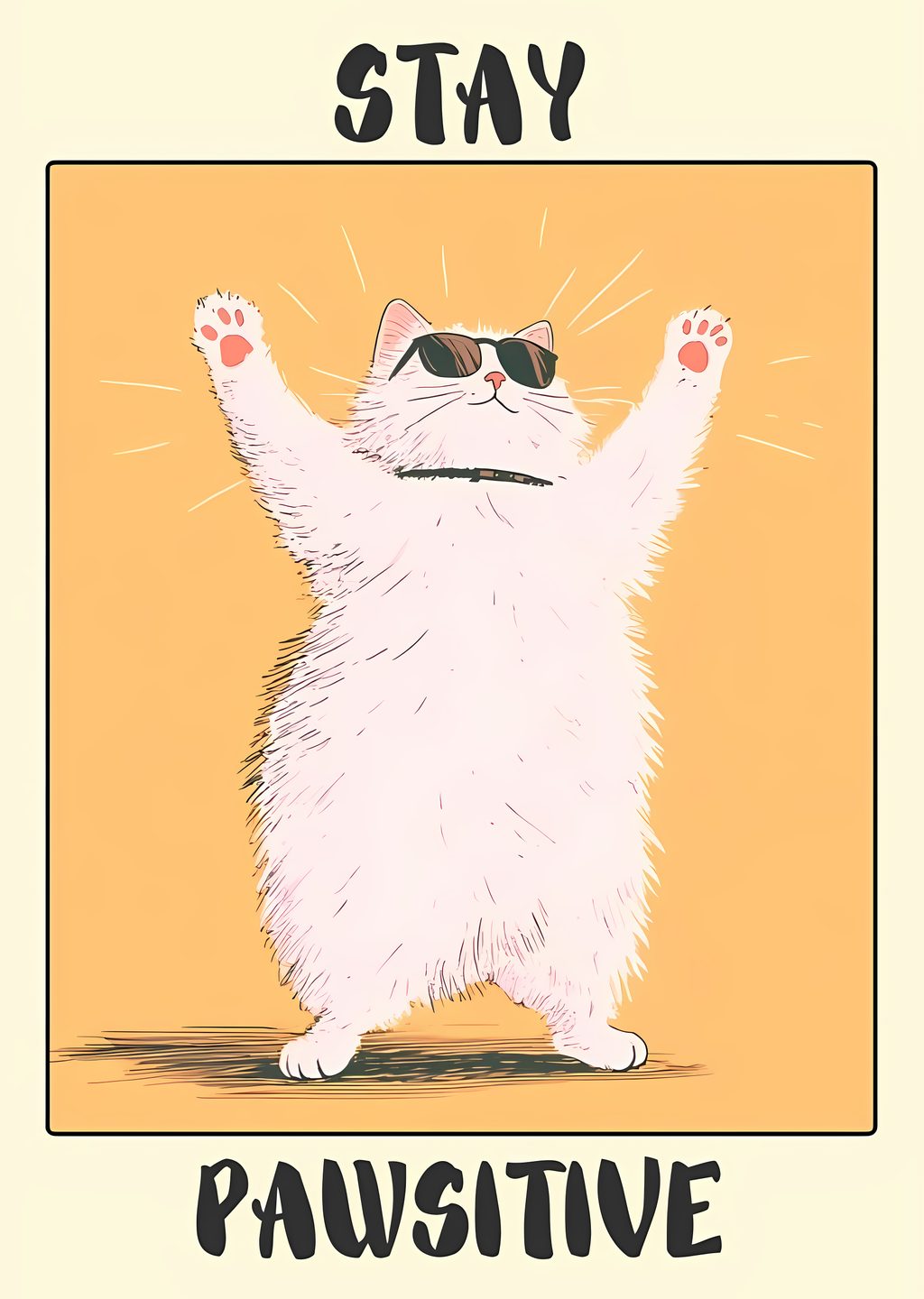 Stay Pawsitive: Sevimli Kedi Motive Edici Afiş