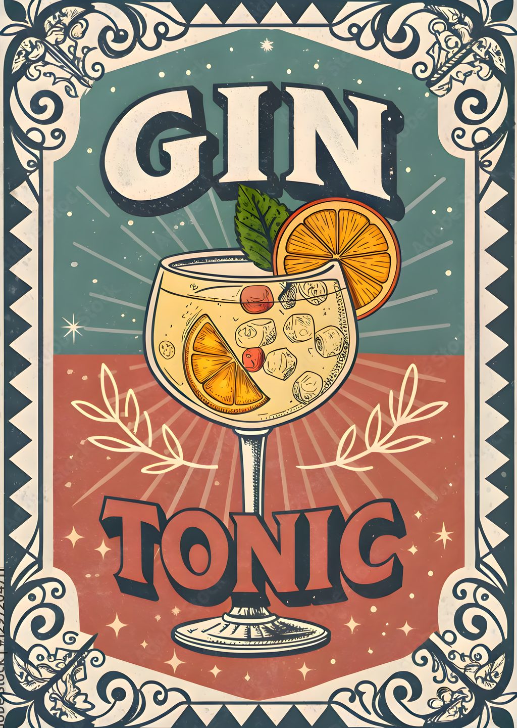 Gin Tonic Retro Poster