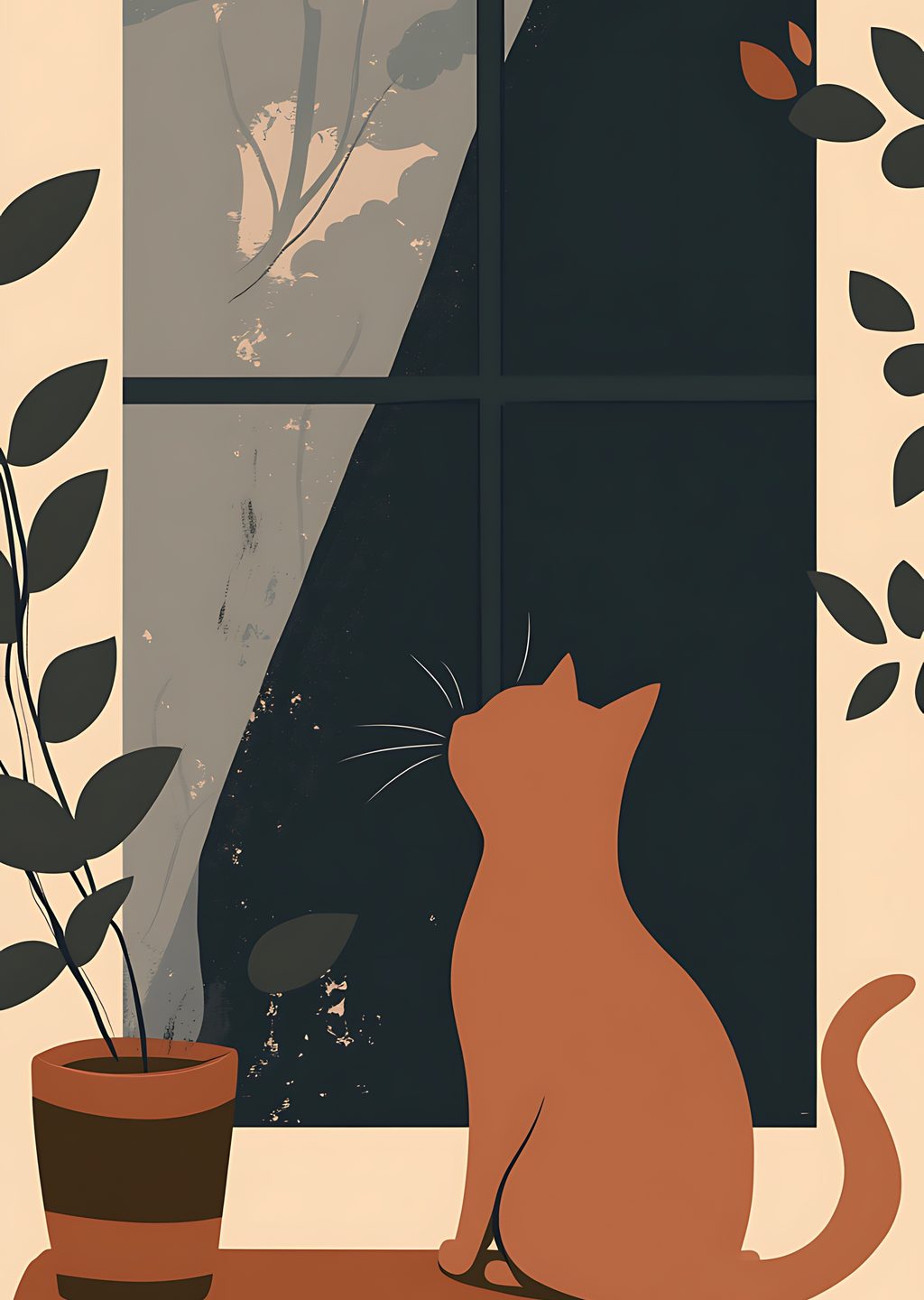 Pencerede Minimalist Kedi