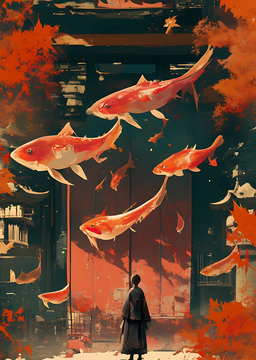 Koi Balıkları ve Geleneksel Japon Mimari