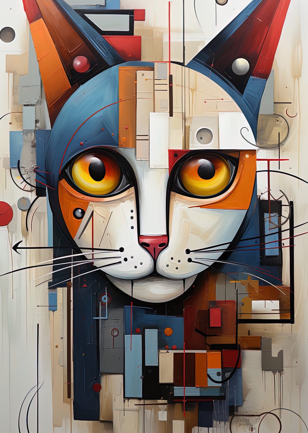 Soyut Sanat: Renkli Kedi Portresi