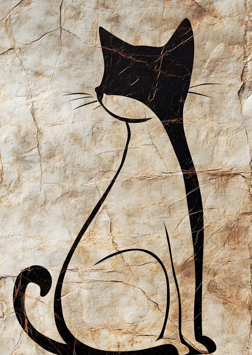Minimalist Siyah Beyaz Kedi