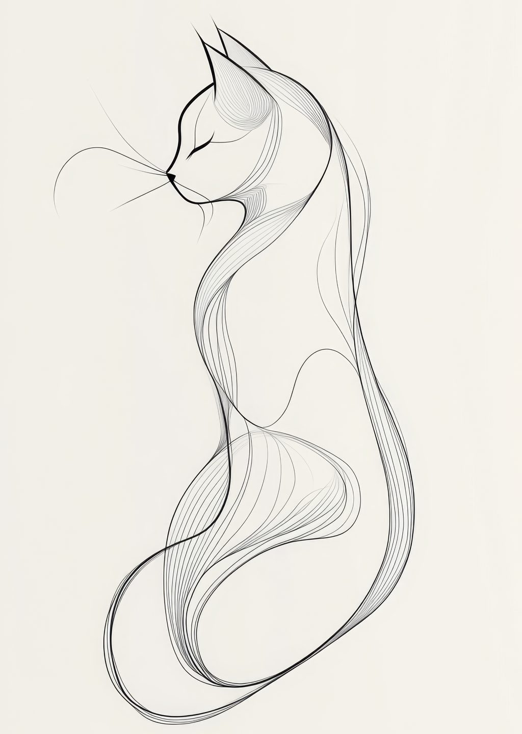 Minimalist Kedi İllüstrasyonu